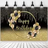 Party Decoration Gold Glitter Happy Birthday Backdrop för PO Black Adult Theme Supplies DIY BACKDROPS