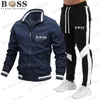 남성용 트랙 슈트 2023 가을/겨울 BSS Flexx Apparel New Men 's Jacket 세트 캐주얼 세트 스 플린트 바지 스탠드 넥 재킷 고품질 Jacke T240118