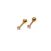 Orecchini a bottone con ago 1.2 6MM in acciaio inossidabile con chiusura a vite zircone rosa placcatura IP dorata senza sbiadimento facile senza allergie