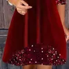 Casual Dresses Women Prom Dress Shiny Sequin Chain Shoulder Strap Low-cut V Neck Off A-line Long Sleeve Spring Fall Mini Party E