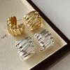 Stud Earrings Simple Metal Copper Alloy Irregular Wave Geometric Gold Silver Color Women Fashion Jewelry Gift