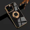 Luxury 360 Rotation Magnetic Ring Stand Holder 6D Plating Soft TPU Cases Socktäkert täckning för iPhone 15 14 13 Pro Max 12 11 XR XS 8 7 Plus Samsung S23 Fe S24 Ultra