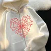 Sweat à capuche gothique Harajuku pour femmes, sweat-shirt coréen imprimé toile d'araignée pour Halloween Y2k