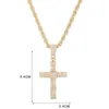 Pendentif Colliers Brillant Hip Hop Croix avec chaîne de corde de 4 mm de large pour la décoration quotidienne Hommes Femmes