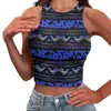 Dames Tanks Polynesische tribal Tongaanse totem tattoo Tonga Gestreept Prints Zomer Retro Dopamine Informeel Sport Mouwloos Crop top Ronde hals