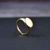 Feito à mão de aço inoxidável altamente polido 18k banhado a ouro oval suave em branco anéis de sinete para mulheres homens 240117