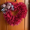 Decorative Flowers Valentines Day Wreath 14 Inch Burlap Heart Shaped Door Wreaths For Front Farmhouse Floral Stem Storage