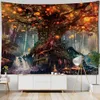 Tapestries Psychedelic Tree 3D Printing Tapestry Wall hangende hippie kamer kunstdecoratie deken bedden lakens Boheems huis H240514