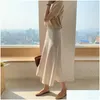 Rokken Koreaanse Casual Rokken Vrouwen Zijden Rok Elegant Satijn Lang Kantoor Dame Hoge Taille Bodycon Faldas Mujer Moda 210412