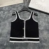 Camisetas sin mangas de punto con botones para mujer, tops cortos de diseñador sexys, jersey sin mangas a la moda, camisola de punto