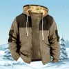 Hoodies masculinos moletom com capuz quente zíper para homem casual cor bloco impressão inverno azul casaco de manga longa moletom com capuz jaqueta outerwear