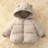 Manteau en duvet pour enfants, parka à capuche, à la mode, pour garçons et filles, vêtements d'extérieur mignons avec oreilles d'ours de dessin animé, vêtements chauds et épais, collection hiver 2024