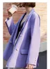 Women's Two Piece Pants Oversize Double Breasted Women Suits Set Tailor Made Purple Business Ladies Blazer Jacket With Trousers Loose