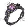 Accessories Electroplated Gold Amethyst Zirconia Diamond Black Gun New Women's Ring