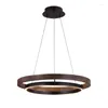 Pendant Lamps LED Home Decor Wood Grain Chandelier Creative Round Hanging Light Fixture Minimalist Suspension Luminaire For Living Room