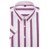 남자 캐주얼 셔츠 크기 2xl-10xl 여름 느슨한 짧은 슬리브 줄무늬 셔츠 통기 플러스