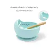 Cups Dishes Utensils 2 Pcs Baby Silicone Bowl Food-grade Silicone Suction Cup ldren's Bowl Wooden Handle Spoon Set Anti-skid Kids Dishes BPA Freevaiduryb