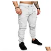 Pantalons pour hommes Mode Hommes Pantalons croisés Jogger Pantalon Chino Zipper Skinny Joggers Camouflage Designer Sarouel Long Couleur Unie Hommes Tr Dh8Md