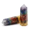 Statuette decorative Orgone Chip Quarzo Bacchetta esagonale a punta Guarigione Reiki Chakra Ornamento di cristallo Artigianato Energia Meditazione Orgonite Casa