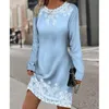 Casual Dresses Spring And Summer Women's Dress Round Neck Long Sleeved Plant Flower D Pattern Printed For Women