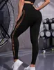 Kvinnor Pants Sports Hollow Out Yoga For Women 2024 Spring Tummy Control Bulifting Ladder Cutout High midje Leggings