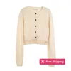 Chandails pour femmes de concepteur 2024 Début du printemps Nanyou Miu Home High Edition Style paresseux Style court Slim Autruche Bouton Cardigan Manteau O8ZT