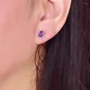 Stud Earrings Natural Crystal 925 Silver Amethyst For Women Girl Lady