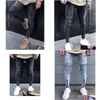 Men'S Jeans New Men Hip Hop Zipper Ripped Biker Jeans Fashion Slim Fit Motorcycle Died Holes Skinny Denim Joggers Drop Delivery Appar Dheoj