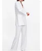 Women's Two Piece Pants Latest Classic Style Women Suits Set White Double Breasted Blazer Jacket With Wide Leg Office Lady Wear Wedding Dres