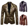 Blazers florais dourados masculinos negócios casual terno vestido de casamento blazer dourado casacos jaquetas 240117