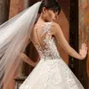 Luxury Beach Wedding Dresses Backless Flowers Sleeveless V-neck Boho A-Line Princess Bride Gowns Vestido De Novia New YD