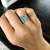 Bagues de cluster Mode Argent Couleur Triangle Grand Cristal Bleu De Guérison Pour Femmes Boho Punk Antique Turquoise Bague Hip Hop Bijoux