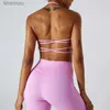 Active Set Back Cross Gym Top Women Underwear Yoga kläder Kvinnor Sport Brassiere Push Up Fitness Workout Yoga Bra Sexig Sports Bra Femalel240118
