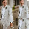 Ternos masculinos de linho praia casual verão casamento noivo wear 2024 dois pçs padrinhos smoking entalhado lapela blazer (jaqueta calças)