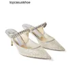 JC Jimmynessity Choo Leather Sliver Bing Glitter-bedekte dames Sandalen schoenen Juwelier versierde muildieren Slipper Twinkle Twinkle Twinkle Lady Weddding Bridals Pumps 35-42