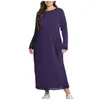 Robes décontractées Tempérament des femmes Couleur unie Polyvalente Robe longue en dentelle Dames Mode Poches de grande taille et peluche Maxi Robes