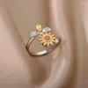 Pierścienie klastrowe wykwintne obrotowy pierścień przeciwsłoneczny daje kobietom złoty kolor stalowej stali nierdzewnej otwierającej regulowana biżuteria prezent mujer