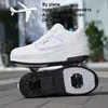 2 Wheels Kids Roller Sneaker Outdoor Indoor Skating Shoes Detachable Kids Skates Breathable Blade Boy Flying Shoes Gear White 240117