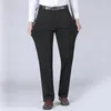 Pantalones para hombres Hombres Negocios Casual Largo Media cintura Recta Traje suelto Elástico Pantalones formales Color sólido