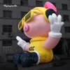 groothandel Grote reclame opblaasbare DJ varken ballon concertpodium decoraties lucht opblazen cartoon dierlijke mascotte roze varkentje met hoofdtelefoon voor evenement