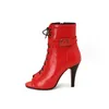 サンダルBlxqpyt Sandalias Mujer 2024 Summer Boots Peep Toe High Heels Lace-Up Party Designer Leather Gladiator Women Shoes A7-2