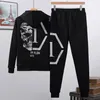 Pleinxplein Survêtements pour hommes PP Skull Cotton 2piece Sweat à capuche Pantalon Sportswear Plein Suit Sweat à capuche et pantalon 870 Noir