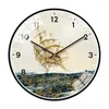 Wall Clocks Sailboat On Sea Silent Clock Large Size Simple Personality Modern Design Metal Movement For Decor