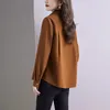 Women's Blouses Women Clothes Spring Solid Thick Shirts Vintage Red Casual Loose All-match Blouse Top Female Button Elegant Cardigan