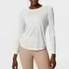LL женская рубашка с длинным рукавом для йоги, спортивная одежда, блузка, впитывающая влагу, высокоэластичные модные футболки для фитнеса и тренировок, топы C139