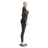 Capris 2020 New Long Sleeve Black Sexy Bodycon Jumpsuit for Women Mesh See Through Skinny Rompers Female Draped Going Out Club Overalls