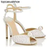 jc Jimmynessity choo 23sロンドンサンダル靴sacora sacoraウェディングハイヒールホワイトパールレザーアンクルストラップのぞき見てエレガントレディーポンプeu35-43