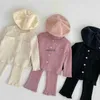 Clothing Sets 2023 Autumn New Baby Solid Cardigan + Leggings 2pcs Suit Cotton Infant Girl Clothes Set Kids Home Toddler Outfits H240508