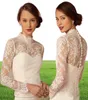 BHLDN 2019 Wedding Bridal Wraps Long Sleeve High Neck Wedding Lace Jackets Bolero Wraps New Button Back Custom Made Bridal Jacket1530920