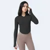 Veste à capuche pour femmes Fitness Yoga hauts d'entraînement tenue automne hiver sport nu à manches longues fermeture éclair façonnant la taille serré Jogging vêtements de sport